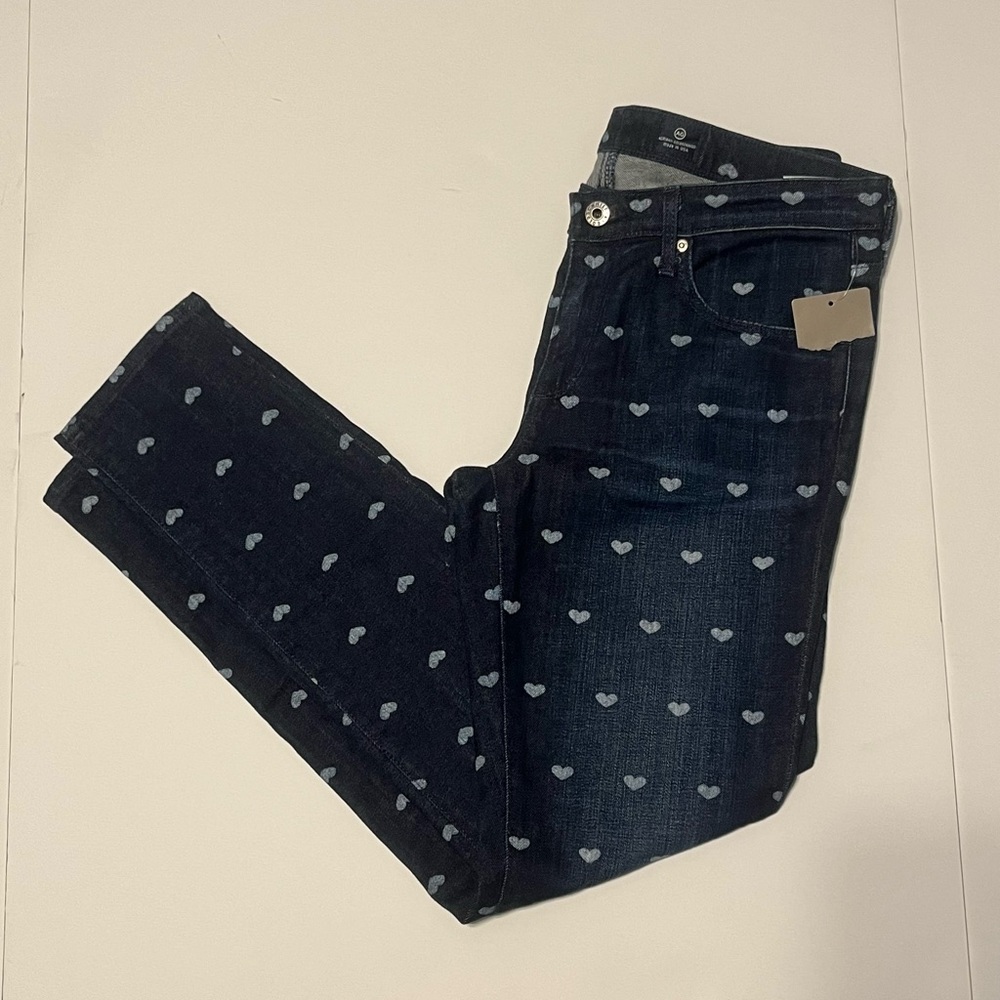 🆕 AG Adriano Goldschmied X Anthropologie The Stevie Ankle Heart Jeans $250 MSRP